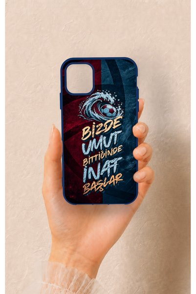 Vip Case iPhone 11 Compatible Wavy Burgundy and Blue Patterned Silicone Case.