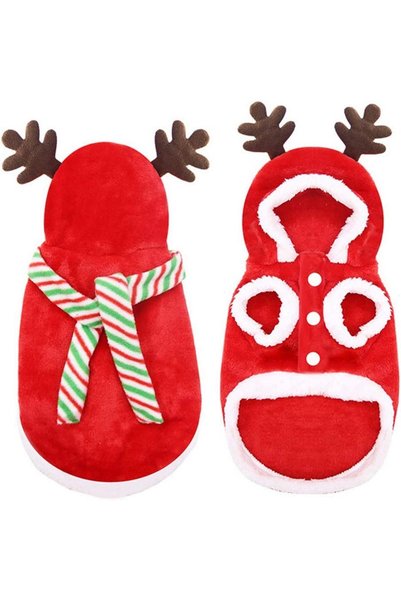 Noonedibs Costum de ren de Crăciun pentru câini, pulover cald pentru animale ...