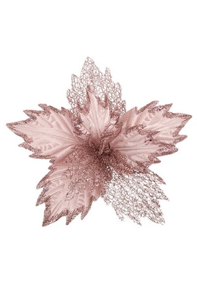 Noonedibs Floare decorativă de Crăciun din catifea cu sclipici, roz