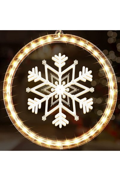Noonedibs Lampă de fereastră decorativă de Crăciun, LED cu ventuză, perdea lu...
