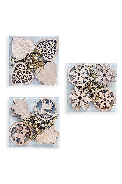 Noonedibs 3 buc pandantive de Crăciun din lemn pentru ornamente de brad de Cr...