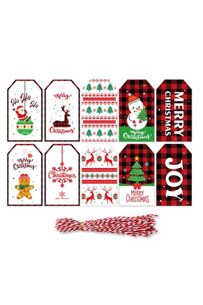 Noonedibs Etichete Ornament de brad cu urări de Crăciun, Etichetă agățată cu ...