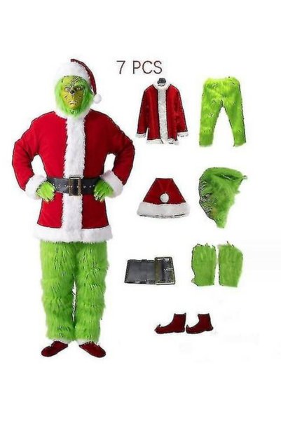 Noonedibs Set costum de monstru verde de Crăciun cu 7 piese - Set complet din...