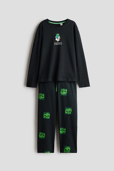 H&M Pamuklu ve Baskılı Pijama Takımı