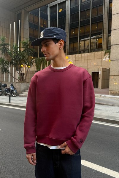 Flaw Wear Fw Cool Puff Burgundy Relaxed Fit Sweat