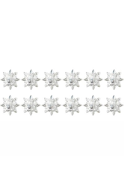 Noonedibs Ornamente cu fulgi de zăpadă din plastic cu sclipici, pentru decora...