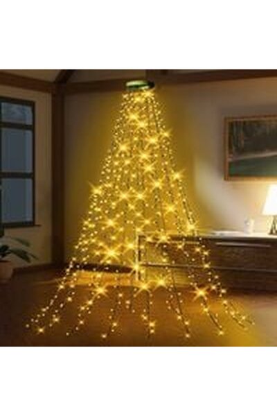 Noonedibs Ghirlandă luminoasă pentru brad de Crăciun de 2 m cu 16 ramuri și 4...