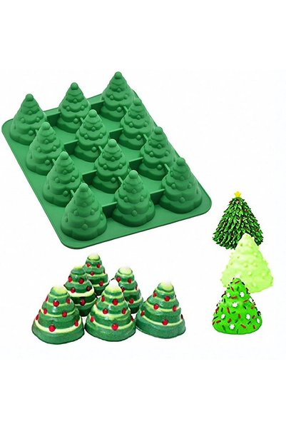 Noonedibs Mufa de silicon 3D in forma de brad de Craciun, pentru copt mousse,...