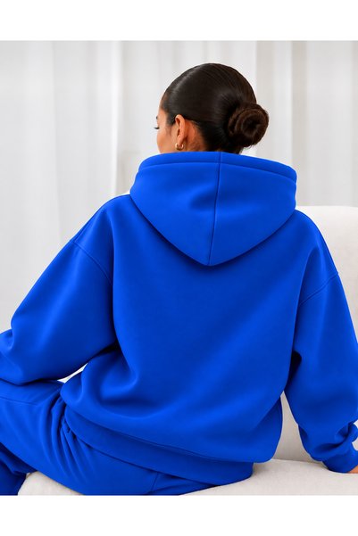 DAXİS Sportwear Company KADIN KAPÜŞONLU KANGURU CEPLİ OVERSİZE SWEATSHİRT