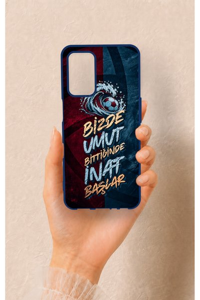 Vip Case Oppo A55 Compatible Wavy Burgundy and Blue Patterned Silicone Case.