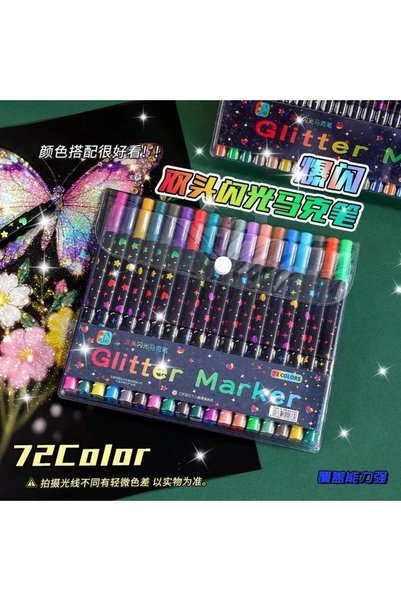 Choice 36Pcs 72 colors Color Double-Ended Glitter Color Pens Quick-Drying Glu...