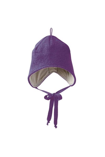 Disana Plum 1 - Căciulă din lână merino tratată prin șifonare/fierbere -