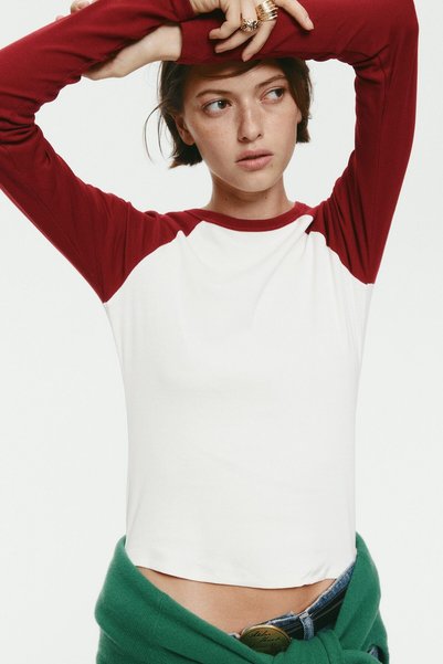 H&M Pamuklu ve Reglan Kollu Üst