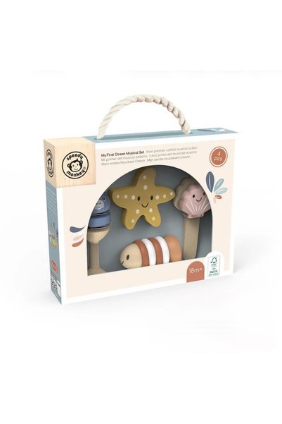 Speedy Monkey Set muzical din lemn pentru copii,
