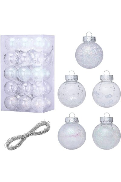 Noonedibs 30 de bucăți de ornament de Crăciun pentru brad, globuri de Crăciun...