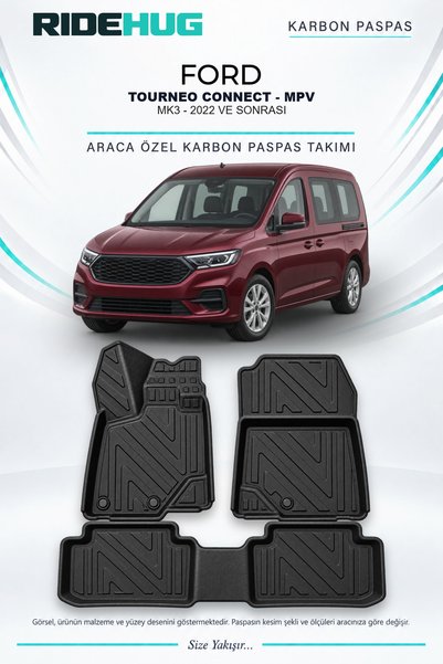 Ridehug Ford Tourneo Connect MK3 MPV 2022 ve sonrası Uyumlu Premium 5D Karbon...
