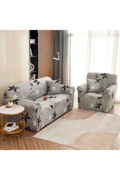 JOJO HOME Ελαστικό κάλυμμα καναπέ, Jojo Home, σχέδιο αστεριών, για 2 θέσεις, ...