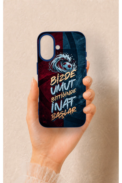 Vip Case iPhone 16 Compatible Wavy Burgundy Blue Patterned Silicone Case