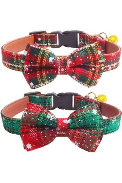 Noonedibs Set de 2 zgărzi pentru câini cu fulgi de zăpadă de Crăciun, zgărzi ...