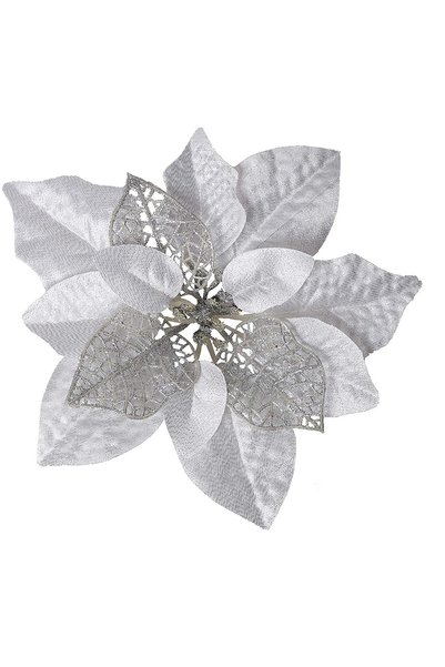 Noonedibs 15 bucăți de flori artificiale Poinsettia cu sclipici de Crăciun, d...
