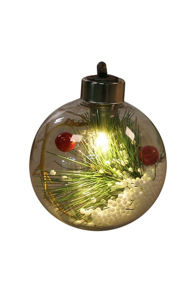 Noonedibs Glob de Crăciun transparent cu LED-uri, pandantiv strălucitor pentr...