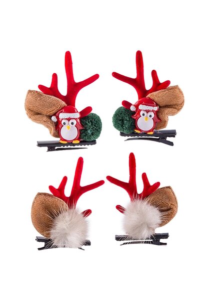 Noonedibs Agrafă de păr de Crăciun - Accesoriu de păr drăguț cu urechi de coa...