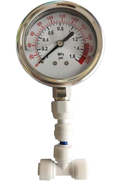 Malida Su Basıncı Ölçer Paslanmaz Akvaryum Ölçer 0-1,6 MPa 0-220 psi Ters Ozmoz Sistemi Pompası 1/4