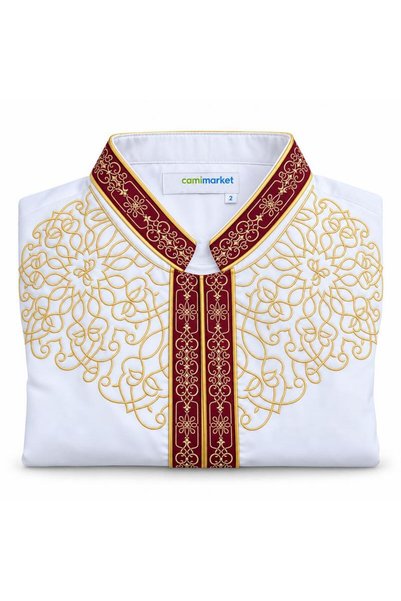 CAMİMARKET Imam Robe with Embroidery, White Color.