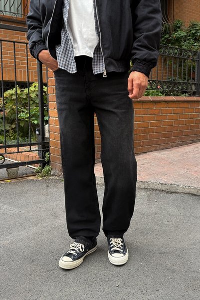 Flaw Wear بنطلون أسود عادي مغسول
