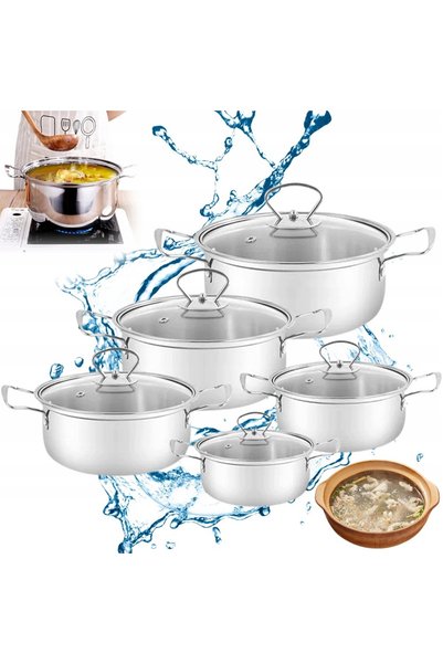 bedee Set de 5 piese de vase de gătit pentru inducție, universal, 16-24 cm, d...