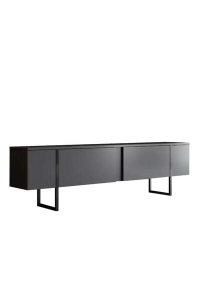 OEM Comodă TV de lux 180x30x50 cm, PAL, 2 uși, rafturi, picioare metalice, ne...