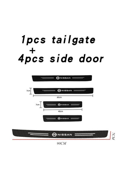 Choice 5Pcs Nissan Carbon Fiber Car Door Sill Protector Trunk Guard Bumper St...