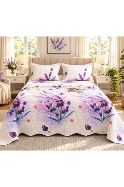 OEM Cuvertură de pat și 2 fețe de pernă, 230x250 cm, 3 piese, pentru 2 persoa...