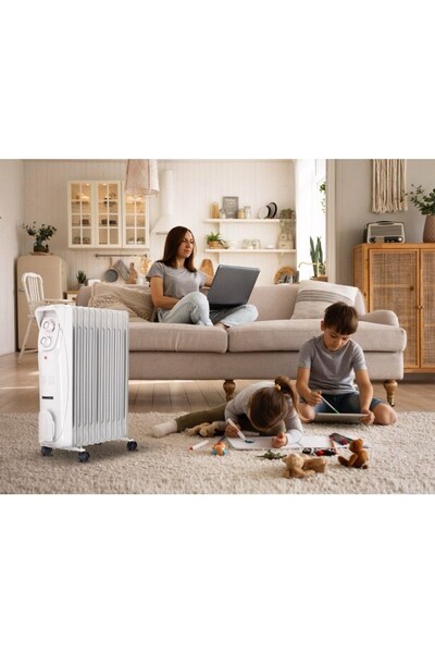 Süsler 13 Dilim Yağlı Radyatör SR-5713 2500 W Elektronik Termostatlı Zemin Tipi Beyaz