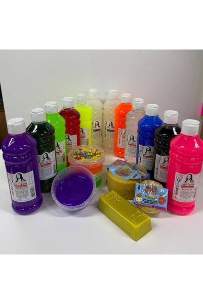 Südor Mona Lisa Mega Boy Slime Yapım Seti 12'li 500 ml (10 Renk Jel + 2 Borak...
