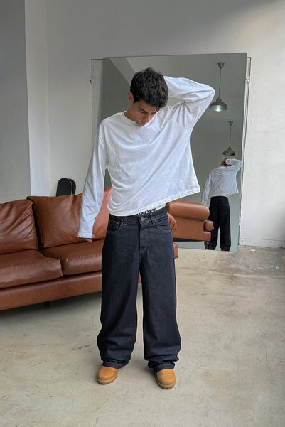 Flaw Wear Raw Series Blue Baggy Jean
