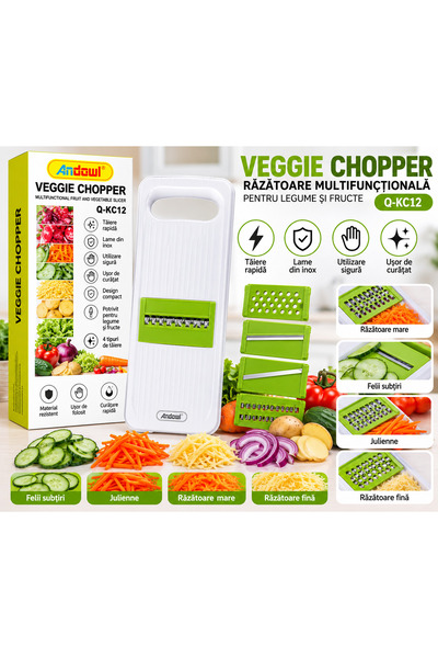 Andowl Multifunctional Grater Q-KC12, for Vegetables and Fruits, 4 Types of C...