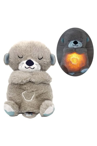 OEM Jucărie de pluș vidră cu lumină LED pe burtă, 30 cm, pluș moale pentru co...