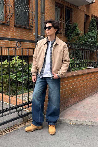 Flaw Wear Gravel Raw Indigo široke farmerke za muškarce
