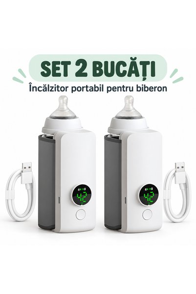 Generic Brand Set 2 Biberoane Portabile cu Încălzire Electrică, Afișaj Digita...