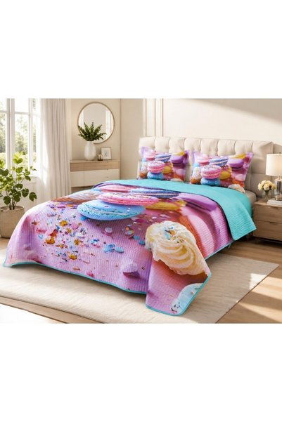 JOJO HOME Покривало за легло и калъфки за възглавници, Jojo Home, Памук, 3 ча...