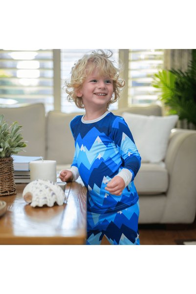 Zipster Pijama din 2 piese, material bambus, - Munți, Albastru, pentru băieți...