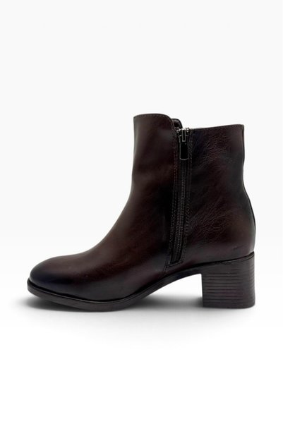 C shoes C-Shoes SL1100-27 Cilt Deri Kalın Topuklu Kadın Bot(5cm)