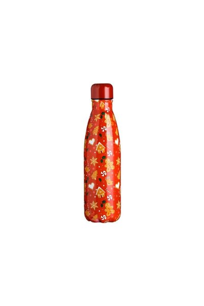 Jumbo Sticla Apa - Termos Rosu cu Model Biscuiti de Craciun 600ml