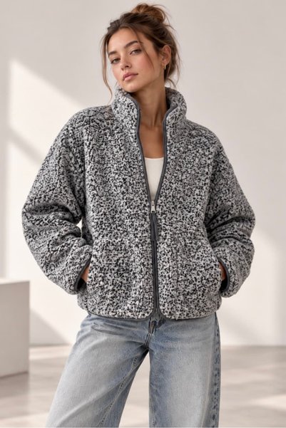 bb butik basic سترة تيدي بولار ذات ياقة عالية MY3535