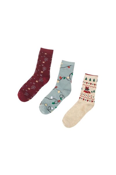 Jumbo Sosete de Craciun Bordo Verde Menta Bej Luminite Fulgi pentru Femei (36...