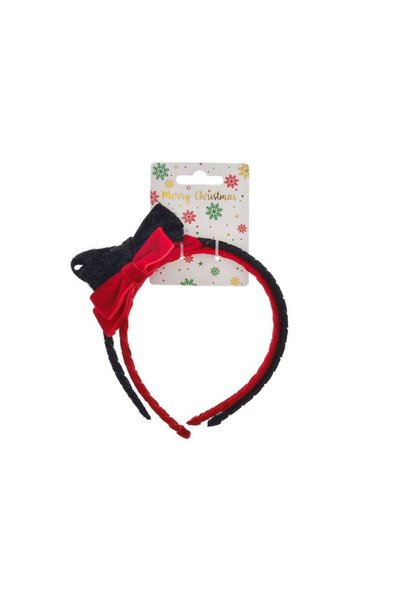 Jumbo Coronite Par de Craciun Rosie Catifelata & Neagra cu Lurex & Fundita - ...