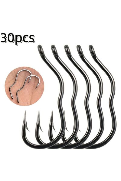 Generic 30Pcs Carbon Steel Automatic Flip Fishing Hooks With Holes And Barbs ...