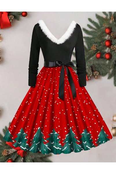 Evendi Rochie medie, Rosu/Negru
