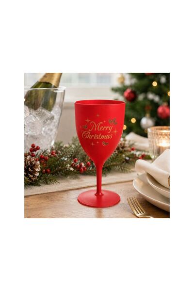 Jumbo Pahar de Sampanie de Craciun Rosu Merry Christmas 16,3cm
